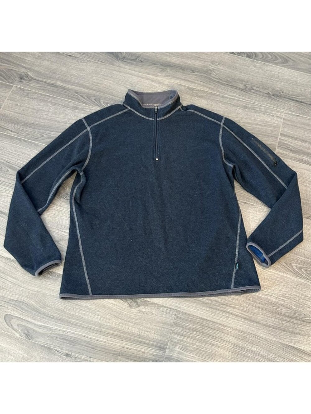 Kuhl Pullover Men 2XL Blue Wool Chianti Fleece 1/4 Zip Thermal Hiking Base Layer